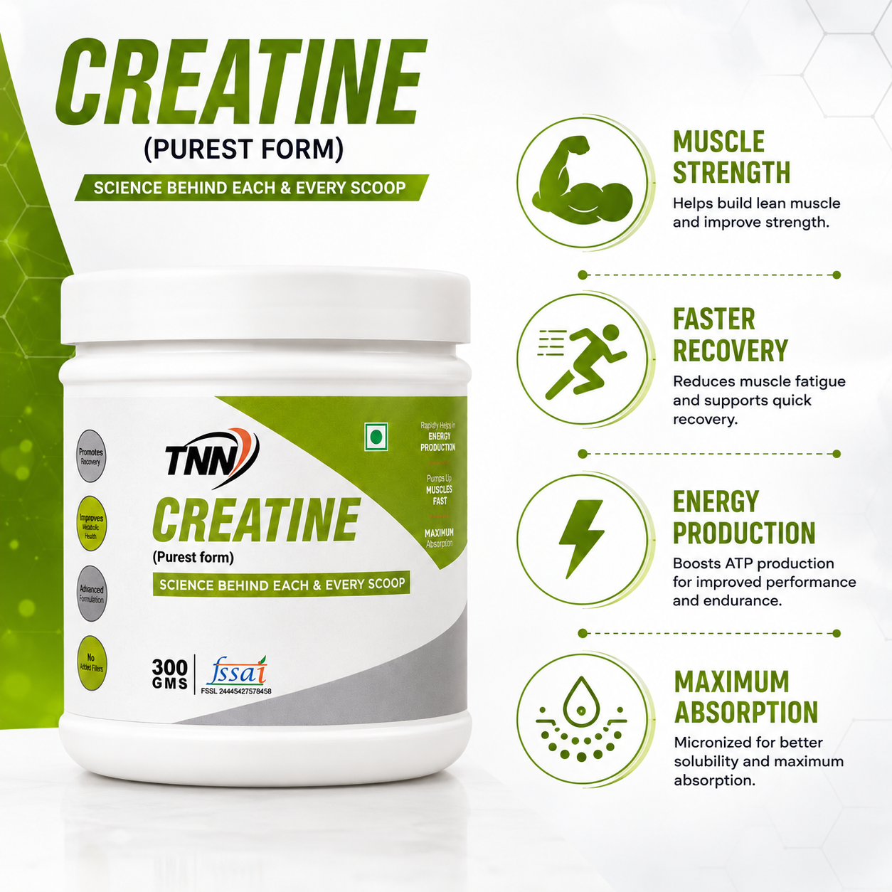 creatine 300gm 2 Creatine 300GM Powder for Pre-Workout, Workout & High Muscle Growth - Image 1